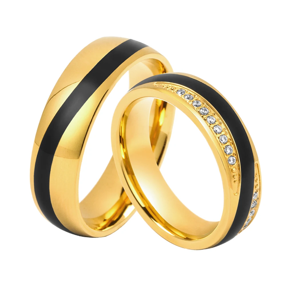 Titanium ring her king his queen couple jewelry titanium band custom black carbon fiber inlay tungsten black zirconium rings