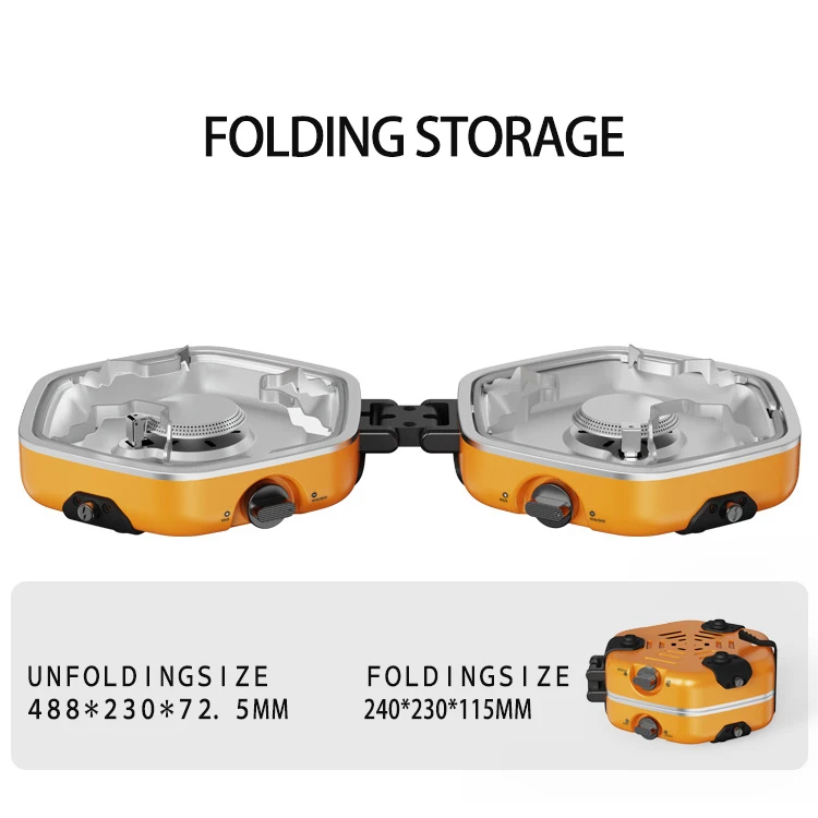 Outdoor Double Burner 2500w Propane Butane Gas Stove Camping Portable  Shell Folding Stove