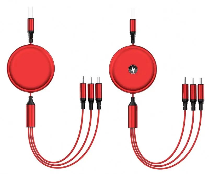 Wholesale Power Charging TPE+ACC 5V/2.4A Retractable Cable Charger for Mobile Phone