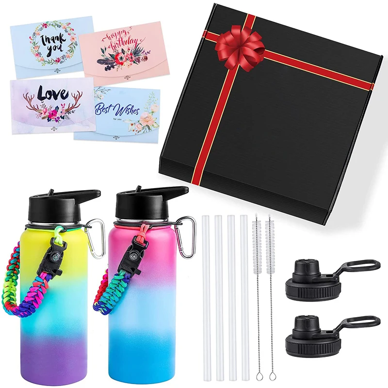 3 Lids (Straw Lid) Leak P BPA Free 18oz 22oz  32OZ  stainless steel water bottle with tea infuser Double Wall Vacuum Insulated