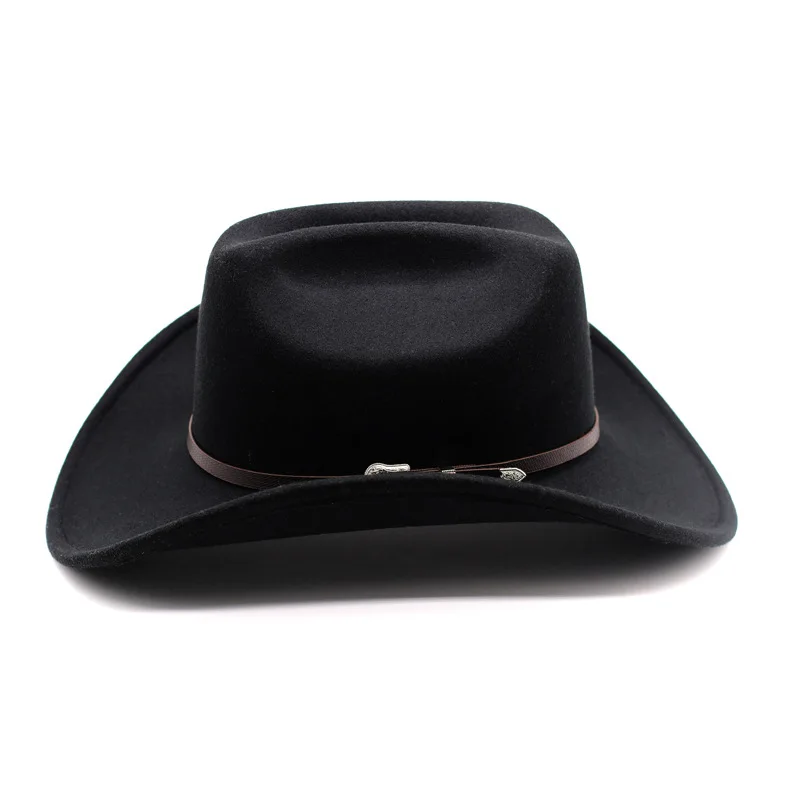 LRT Wholesale high Quality Classic Felt Wide Brim Fedora Hat Custom Fashion Solid Color Belt Buckle Western Cowboy Cowgirl Hat