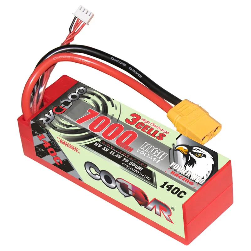 CODDAR LiPo Battery 3S 7000MAH HV 11.4V 140C Cabled Hard Case RC Racing Car Truck buggy Monsters Boat LiHV High Voltage XT90