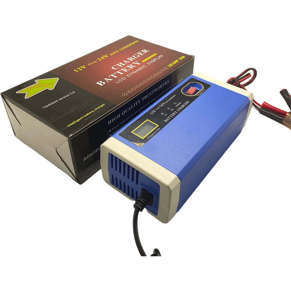 Quick Charging Car Battery 12V 24V 5A 10A Digital Lead Acid Auto Car Motorcycles Charger