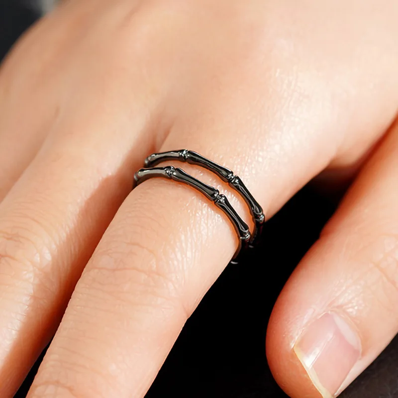 CAOSHI OEM Contracted Style Bamboo Design Adjustable Band Rings For Fashion Jewelry Women Wedding Silver/Gold/Black Plated Rings