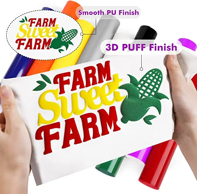 Puff Vinyl Heat Transfer 3D Puff Transfer Tape For Vinyl Bundle Sheets