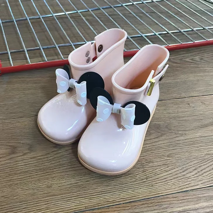 Four seasons new fashion children wave dot bow children rain shoes princess student short wear rain shoes