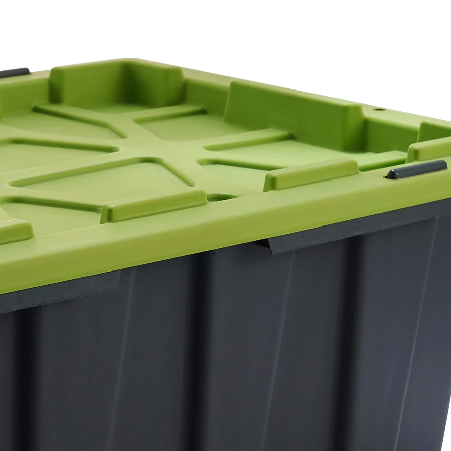 Customized 60l Stackable Plastic Heavy Duty Box with Green Lid