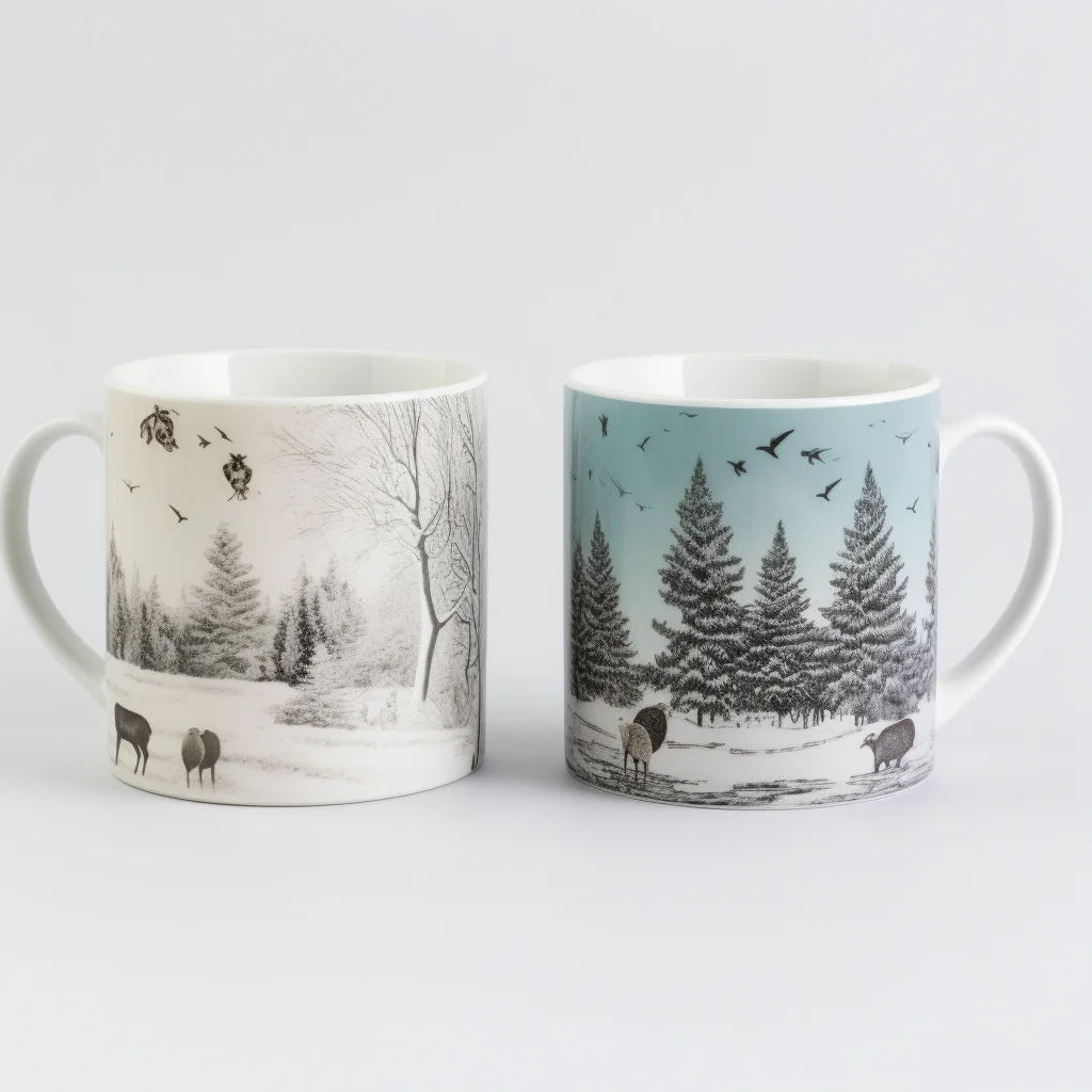 Nordic winter design tea set Seasonal hot cocoa porcelain cups