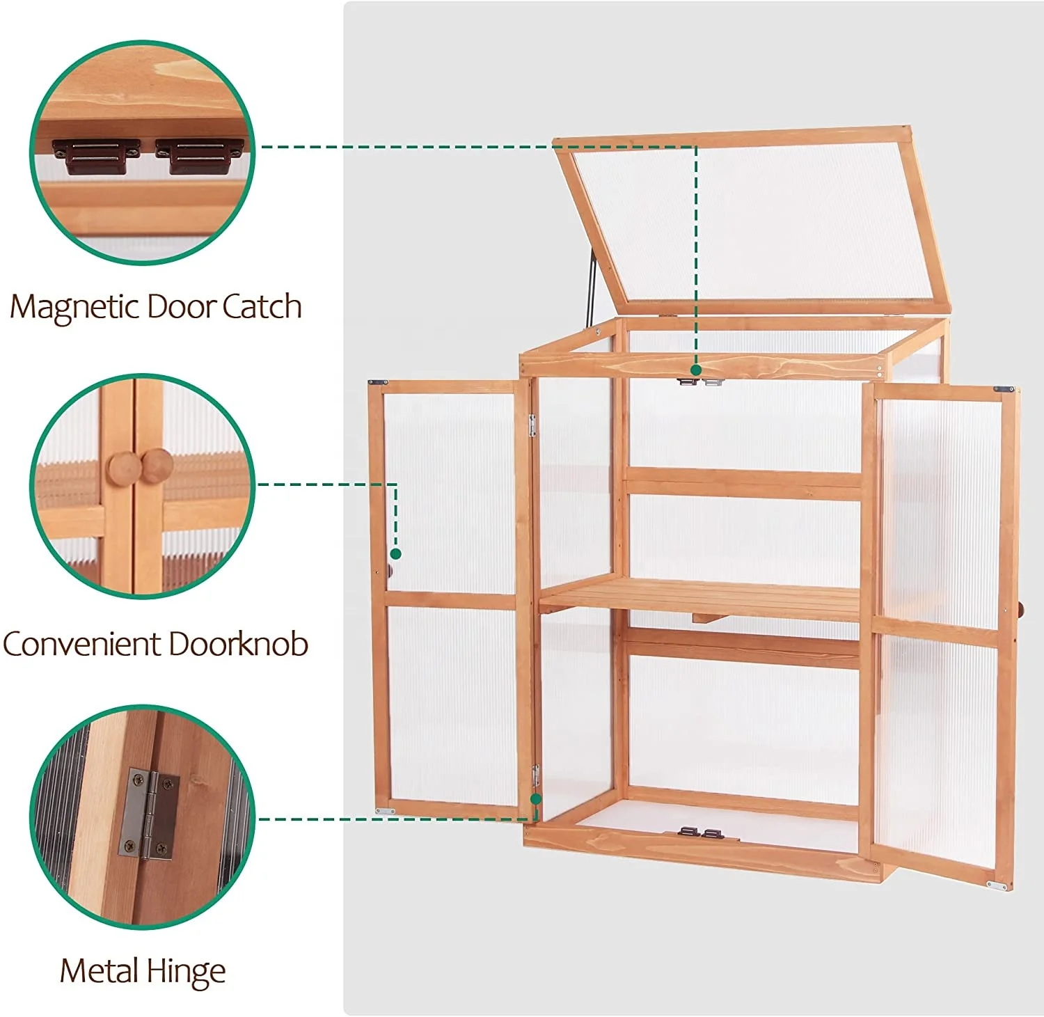 Jaalex легко собраны на открытом воздухе деревянная 3 уровня Мини Портативный поднятая кровать сада теплица с полками