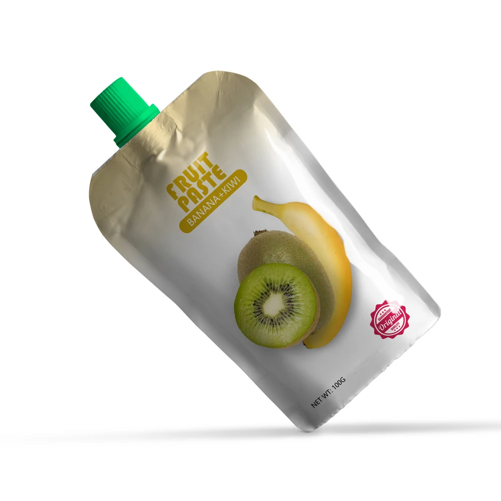 Plastic Food Packaging For Juice Special Apple Shape Bags Juice Pouch Bag Liquid Spout Pouch Drink Bag