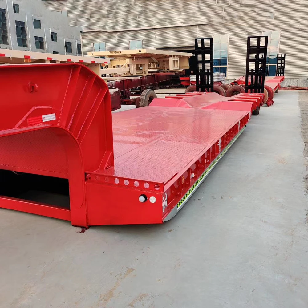Front load low bed semi-trailer 80 ton detachable gooseneck lowbed lowboy trailer