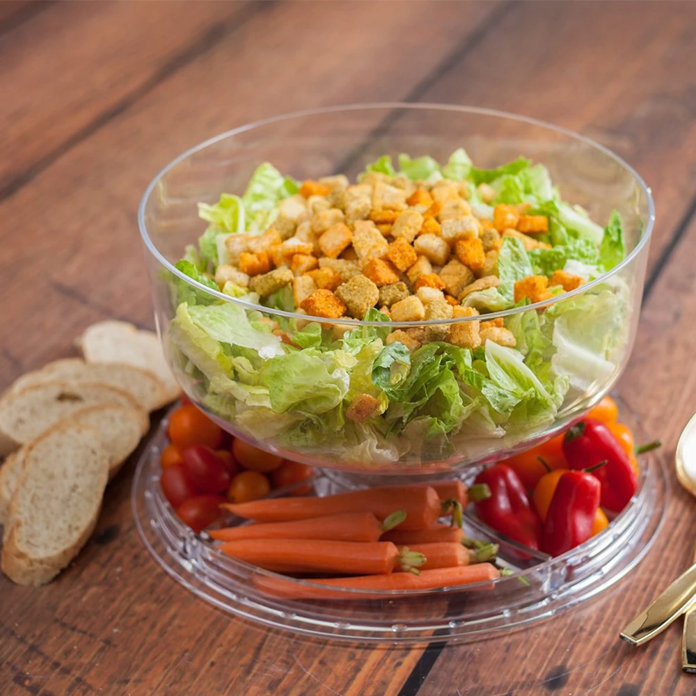 2022 hot sale round bottom multifunction suitable for salad bowl vegetable platter 6 in 1 multifunction cover cake plate