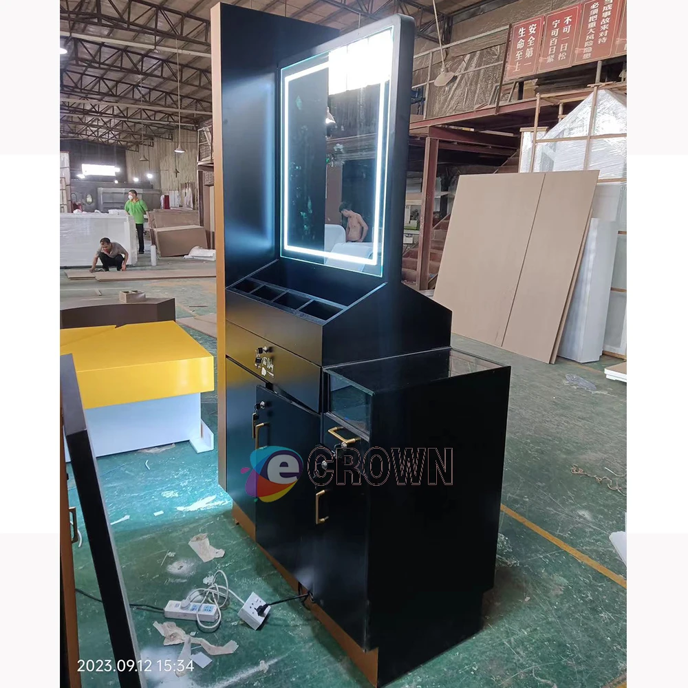 20+ Years Shenzhen Manufacturer High End Mdf Metal Beauty Dressing Kiosk Design Odm Men Suit Briefcase Display showcase ODM