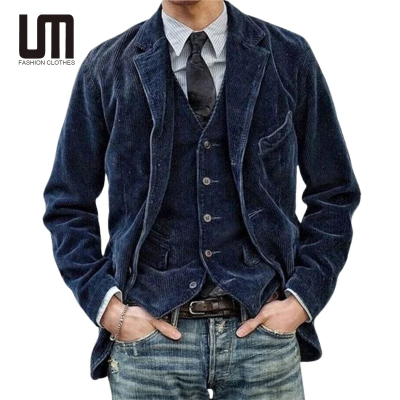 Liu Ming Wholesale New 2025 Autumn Men s Clothing Corduroy Solid Color Slim Button Suit Business Outwear Coat Jacket Blazer