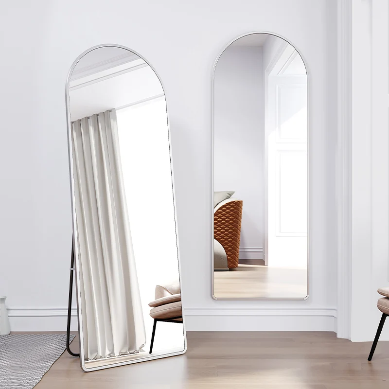 Factory Wholesale Glod Arch Shape Wall Mounted Large Floor Mirrors Standing Aluminium Alloy Framed Mirror Living Room Mirrors