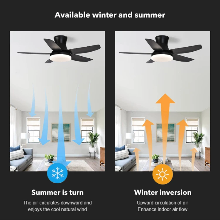 42 Inch 46 Inch 56 Inch Living Room Bedroom Modern 5 ABS Blades DC Motor Led Ceiling Fan With Light Remote Control