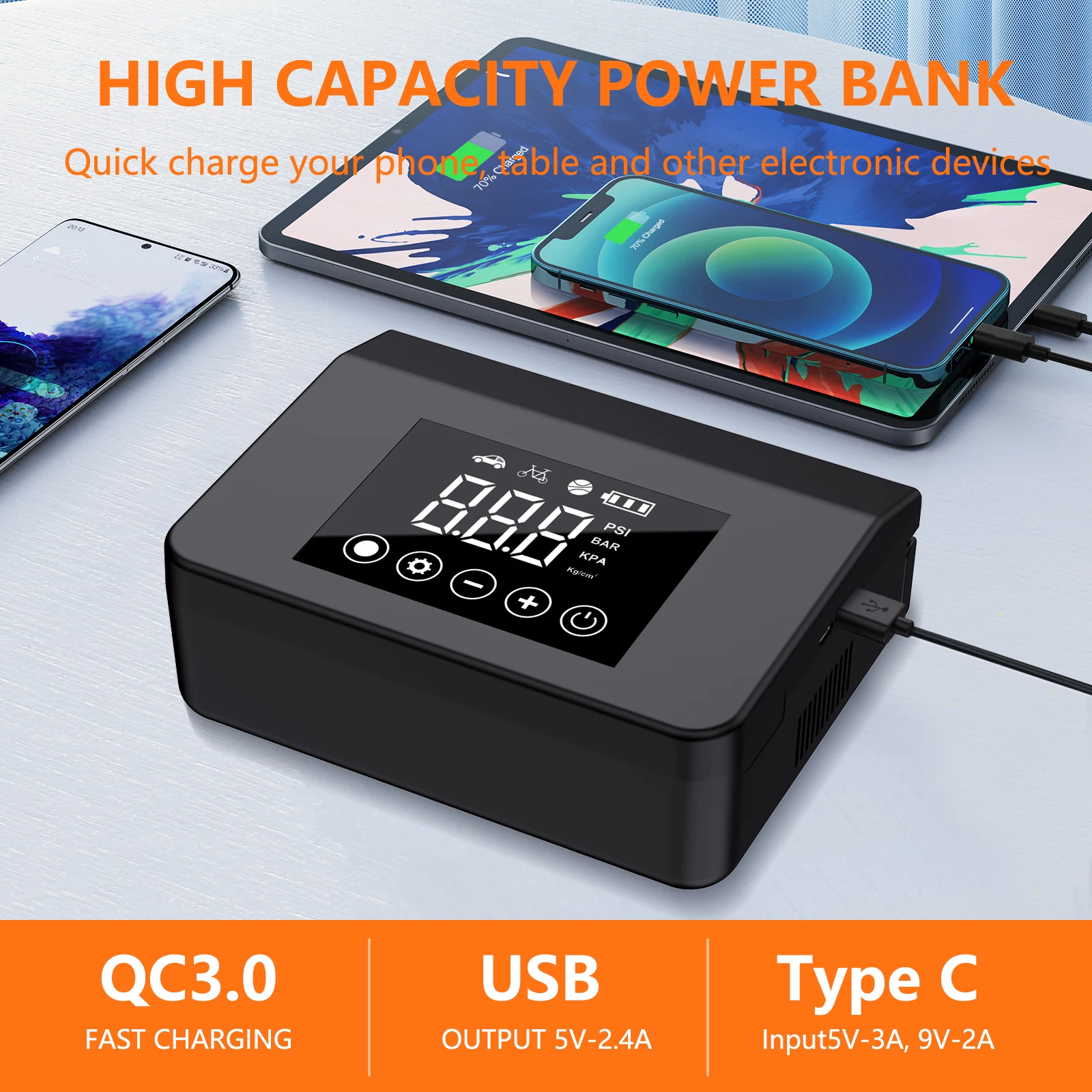 Portable Car Jump Starter with Air Compressor, Capapro 150PSI 4000A Fast Battery Jump Starter Charger Digital Inflator 4000mA