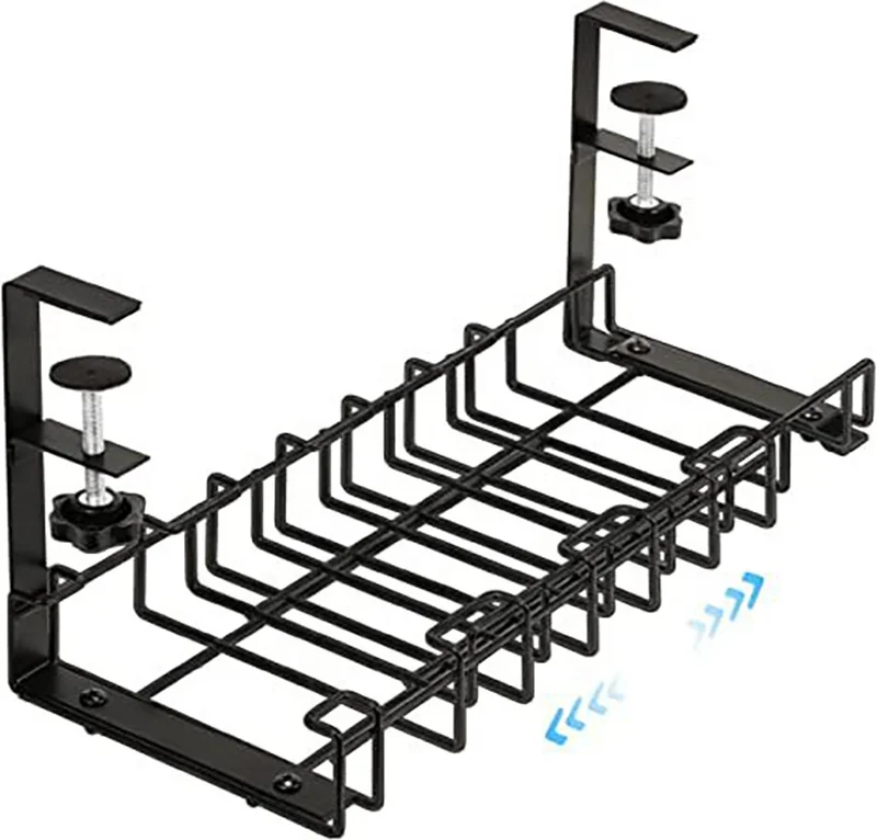 Expandable Under Desk Cable Storage Rack Management Tray Desk Socket Holder Wire Cord Power Strip Adapter Wire Organizer Shelf