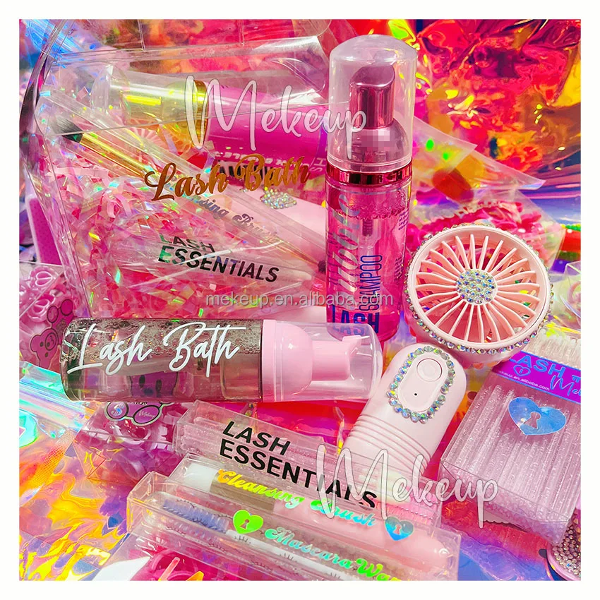 Professional Lash Extension Supplies Kit USB Mini Fan Glue Ring Eyelash Brush Tweezers Micro Brush Applicators Tape Makeup Tools