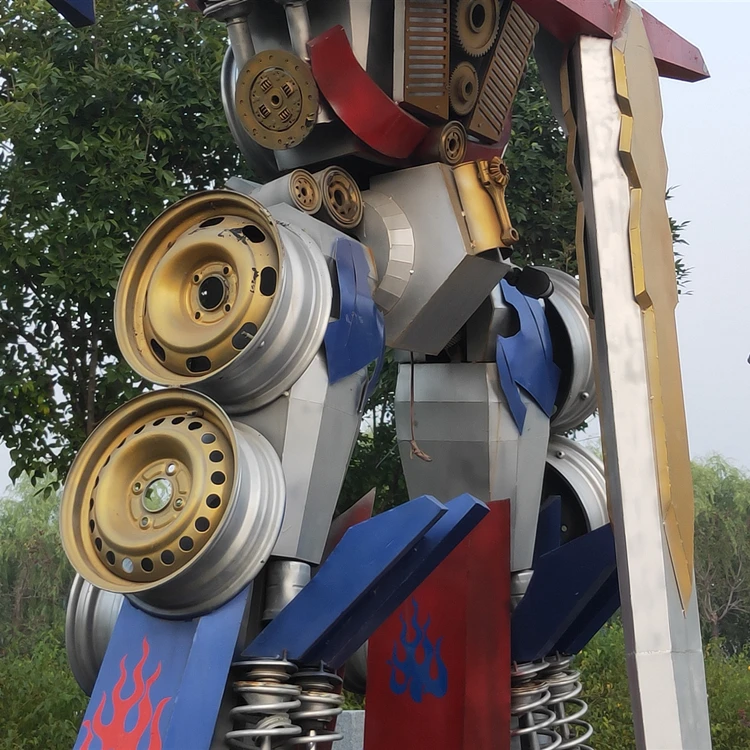 Movie-themed Custom Large Stainless Steel Transformer Metal Robot Statue Sculptures landscape