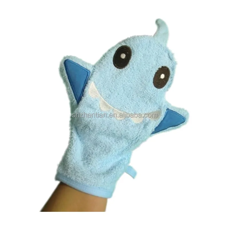 Baby Bath Gloves Exfoliating Cute Cartoon Kids Bath Mitt Hand Puppet Shower Bath Wash Gloves with Animal Design Body Available