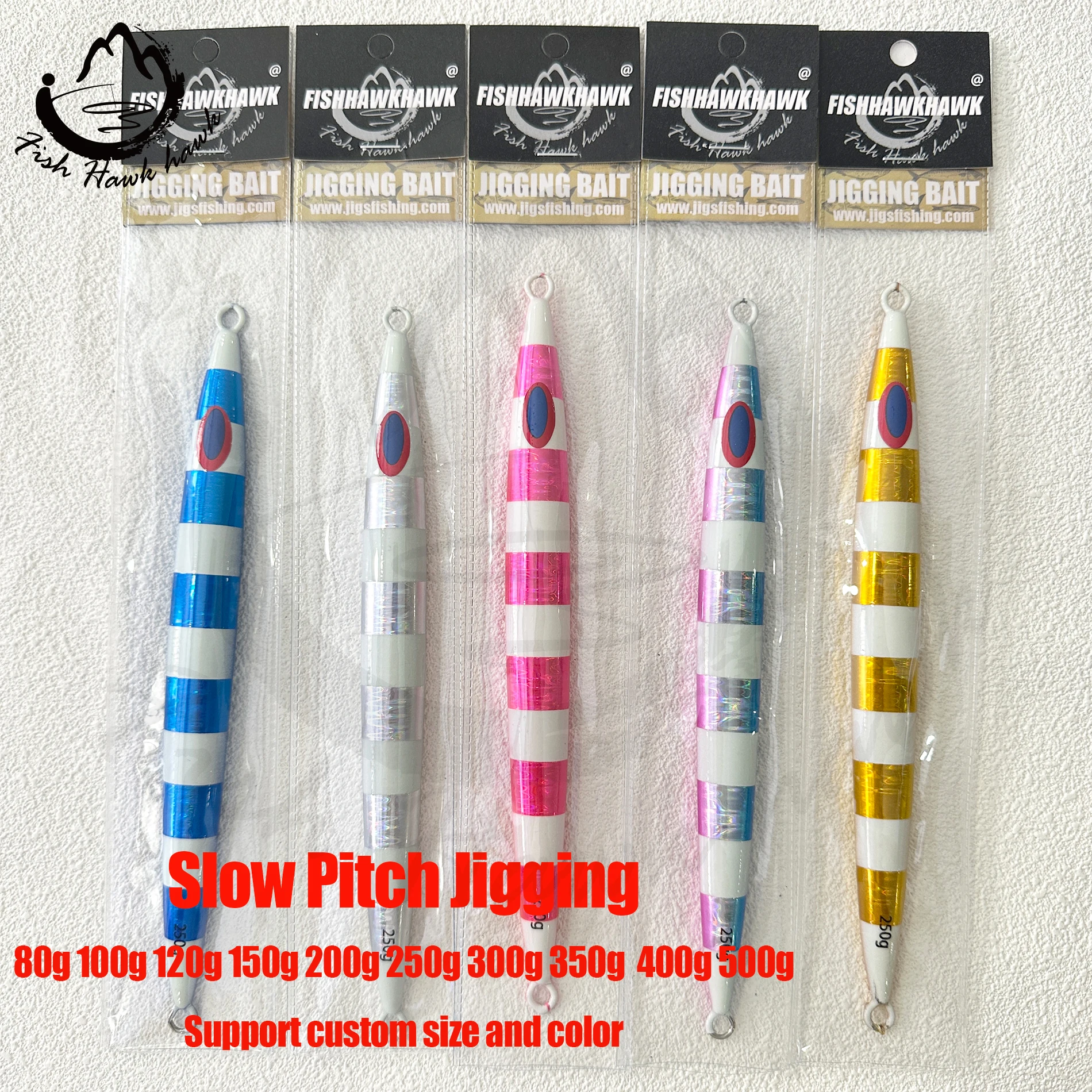 Wholesale 100g 120g 150g 200g 250g  300g 350g 400g 500g luminous slow pitch jigging lure for saltwater metal lead fishing lure