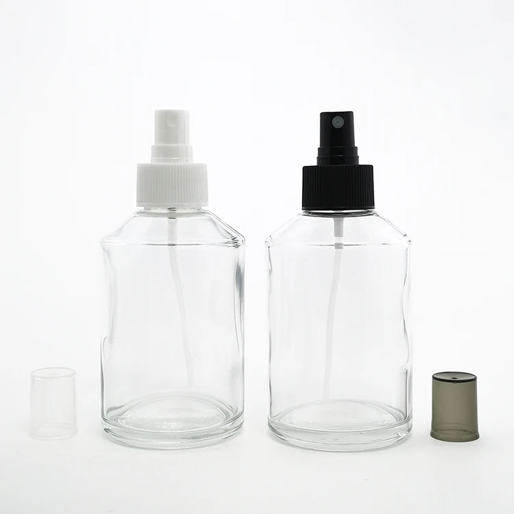 200ml spray bottle empty clear cosmetic packing spray glass bottles 200ml with black white sprayer