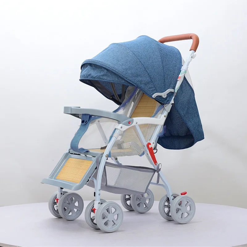 Hot selling Baby stroller Bamboo rattan mat stroller light pram can sit and lie on four wheel baby stroller