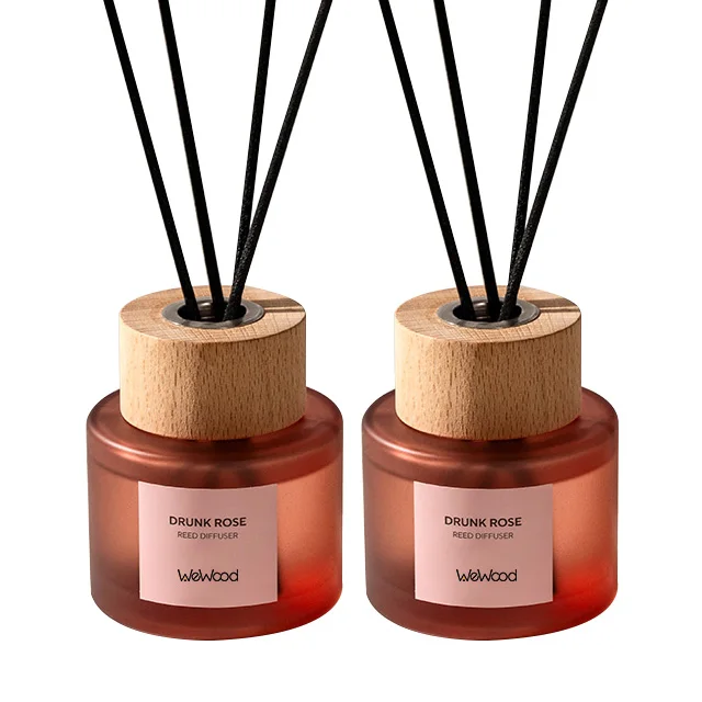 Vietnam Custom Printed Fragrance Wooden Cap Empty Reed Glass Diffuser Bottles And Box With Sticks