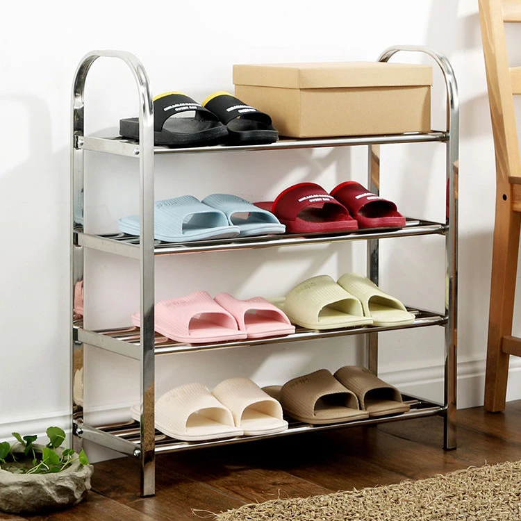 Multi-functional Home Storage Organization Shelf 4 Tiers Steel Shoe Rack