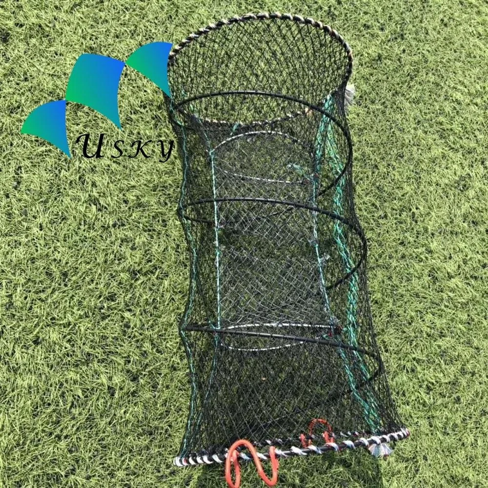 
Spring loaded crab cage 70*110cm 70*160cm 70*140cm customized strong green black fish pot for sale USA market 
