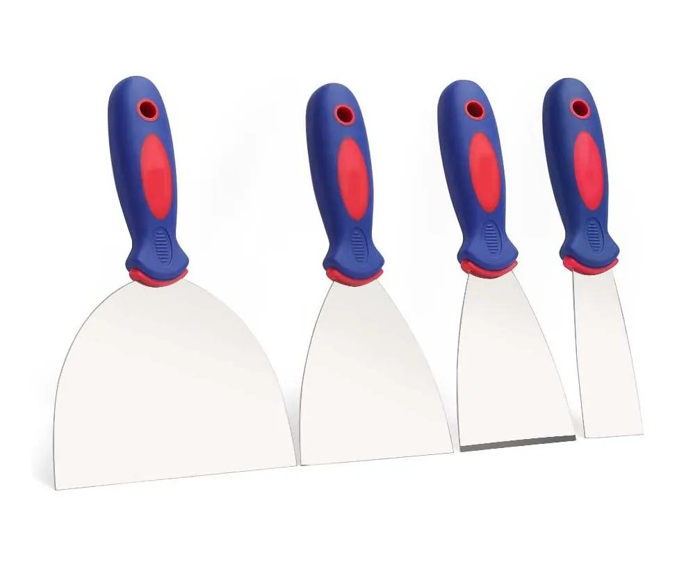 4-Piece Paint Wallpaper Scraper Set Putty Drywall Joint Knife Plastering Tools with Soft Grip Handle