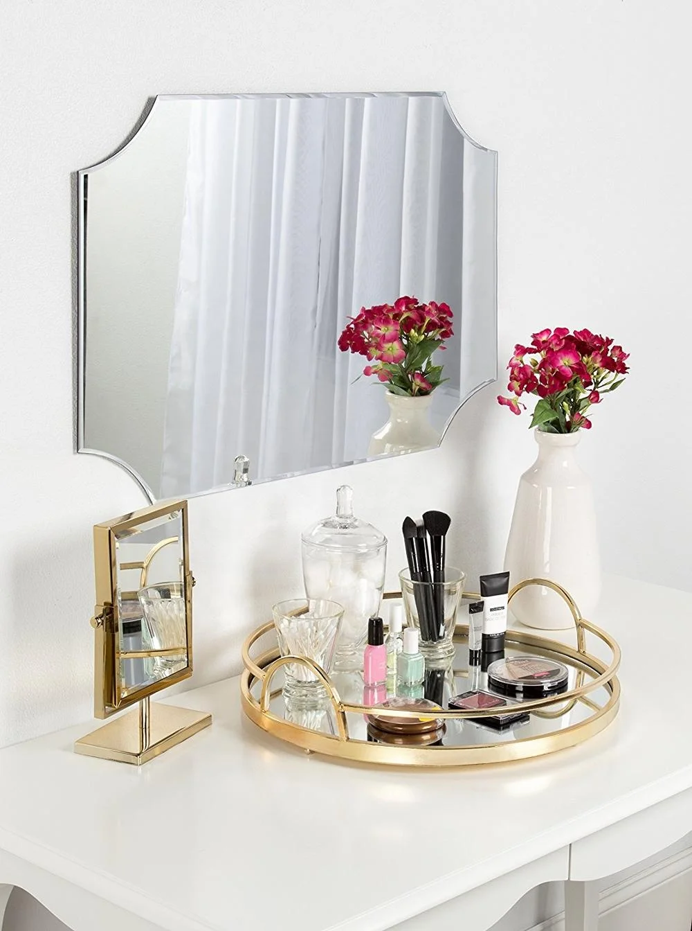Gold Metal Mirror Round Decorative Tray