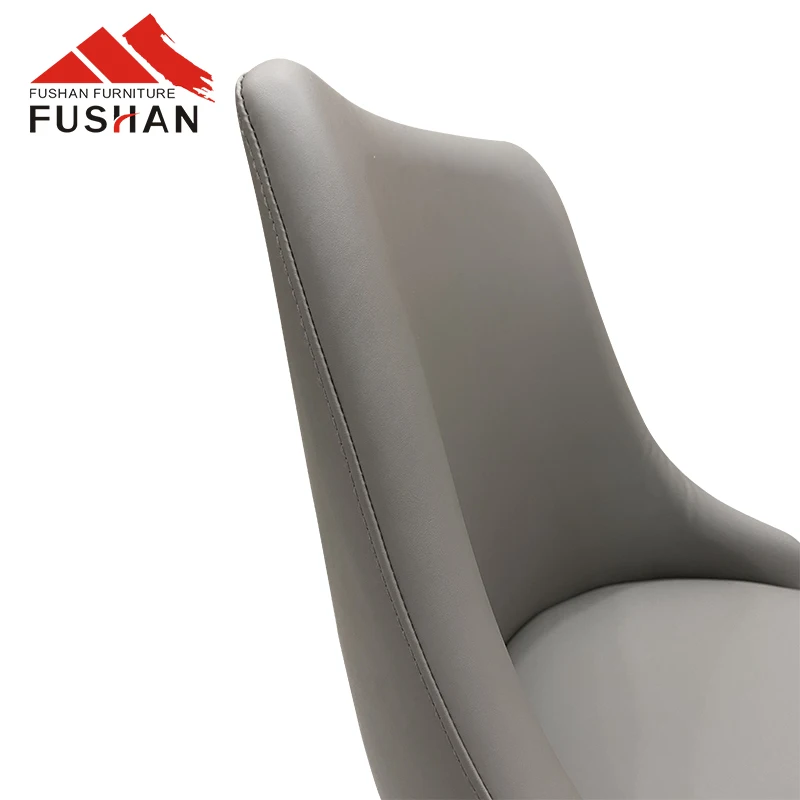 Hot Sale Home Furniture Dining Room Chair Restaurant   Metal Steel Frame PU Leather  Chairs With Gold Leg