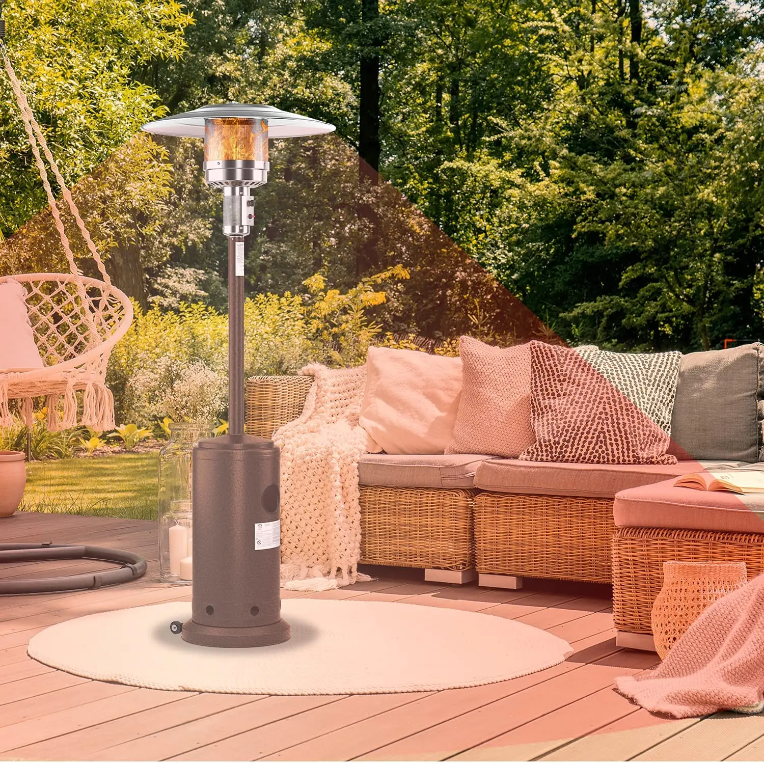 Стоячий водонепроницаемый зонт, Круглый пропановый инфракрасный обогреватель для патио, наружный обогреватель для патио, газовый обогреватель для патио