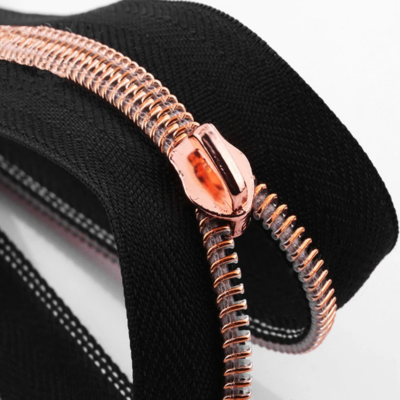 Hot Sale 3 Derlin Close End Fancy Metallic Eco Friendly Red Gold Teeth Sale Zipper Tape 5