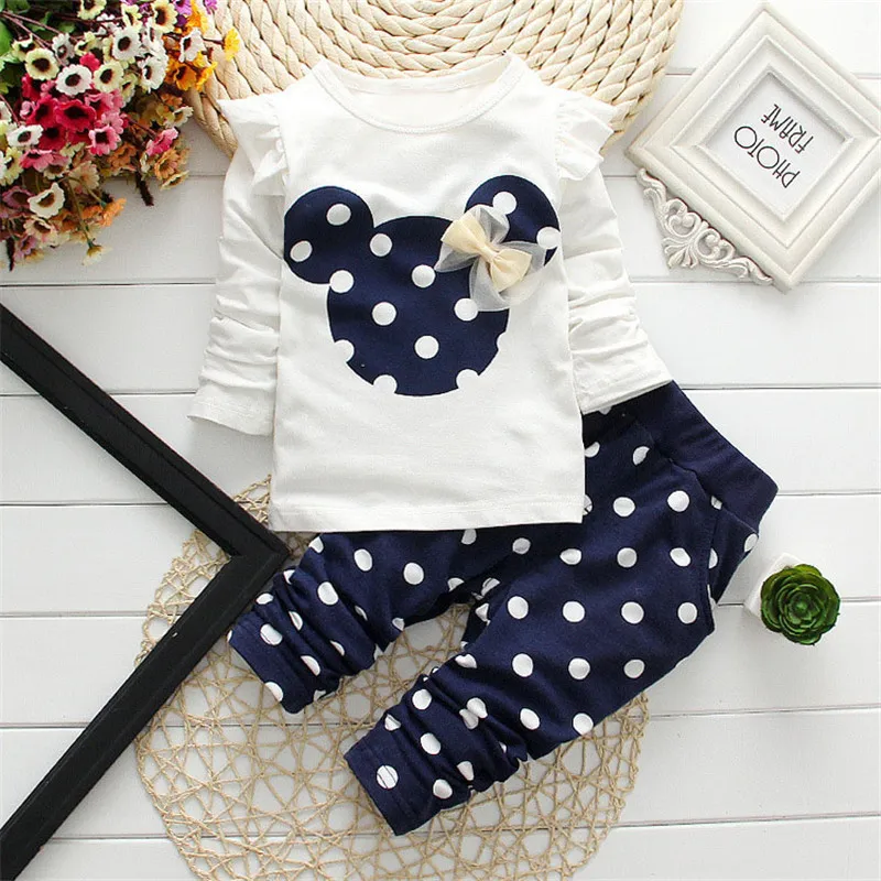 
Baby girl boutique clothing sets children cartoon dot long sleeve kids wear bangladesh girls for kids clothes A426 