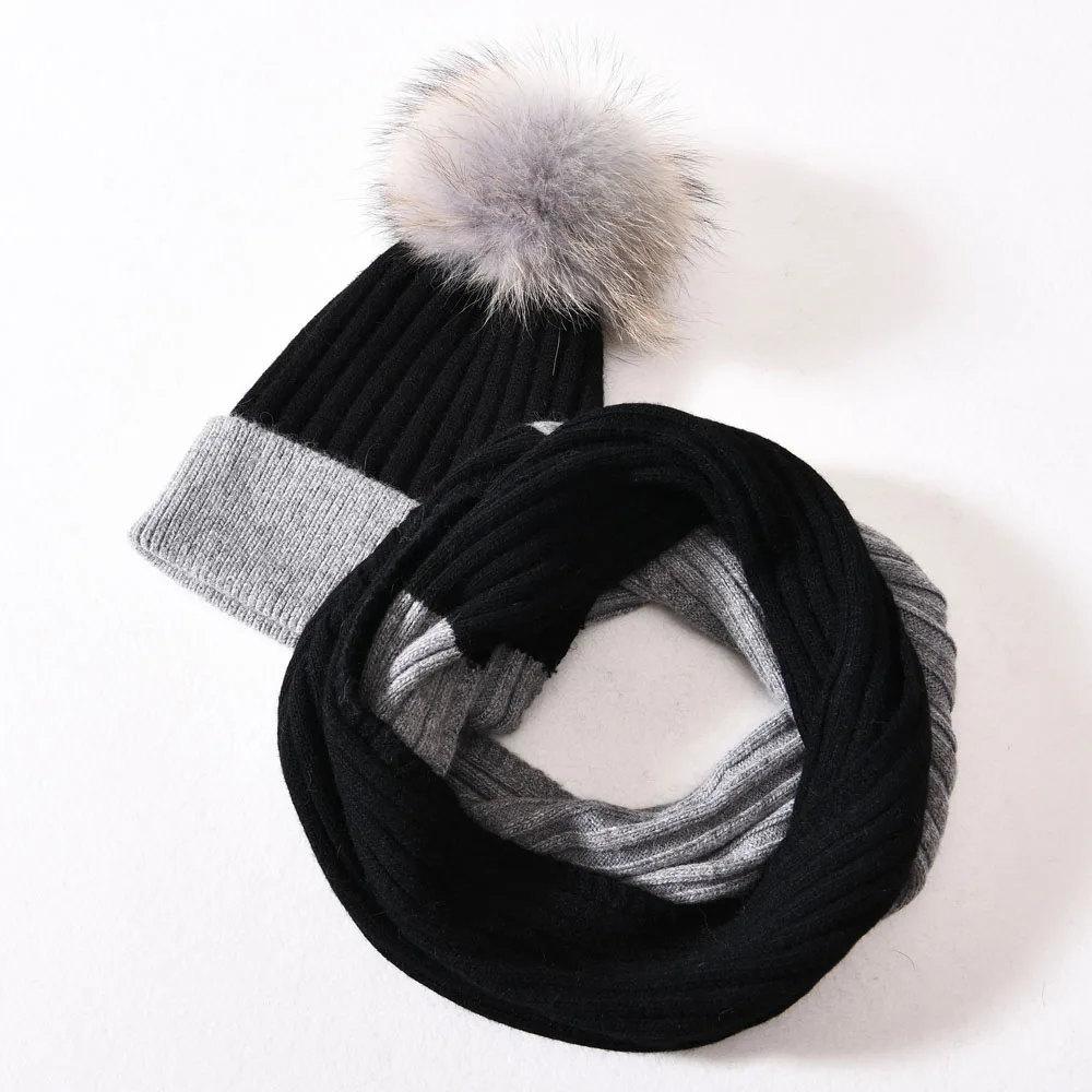 Winter Hat Neck Scarf Set Warm Lady Collar Pom Pom Beanie Sets Fashion Comfortable Warm Womens Beanie and Scarf Set