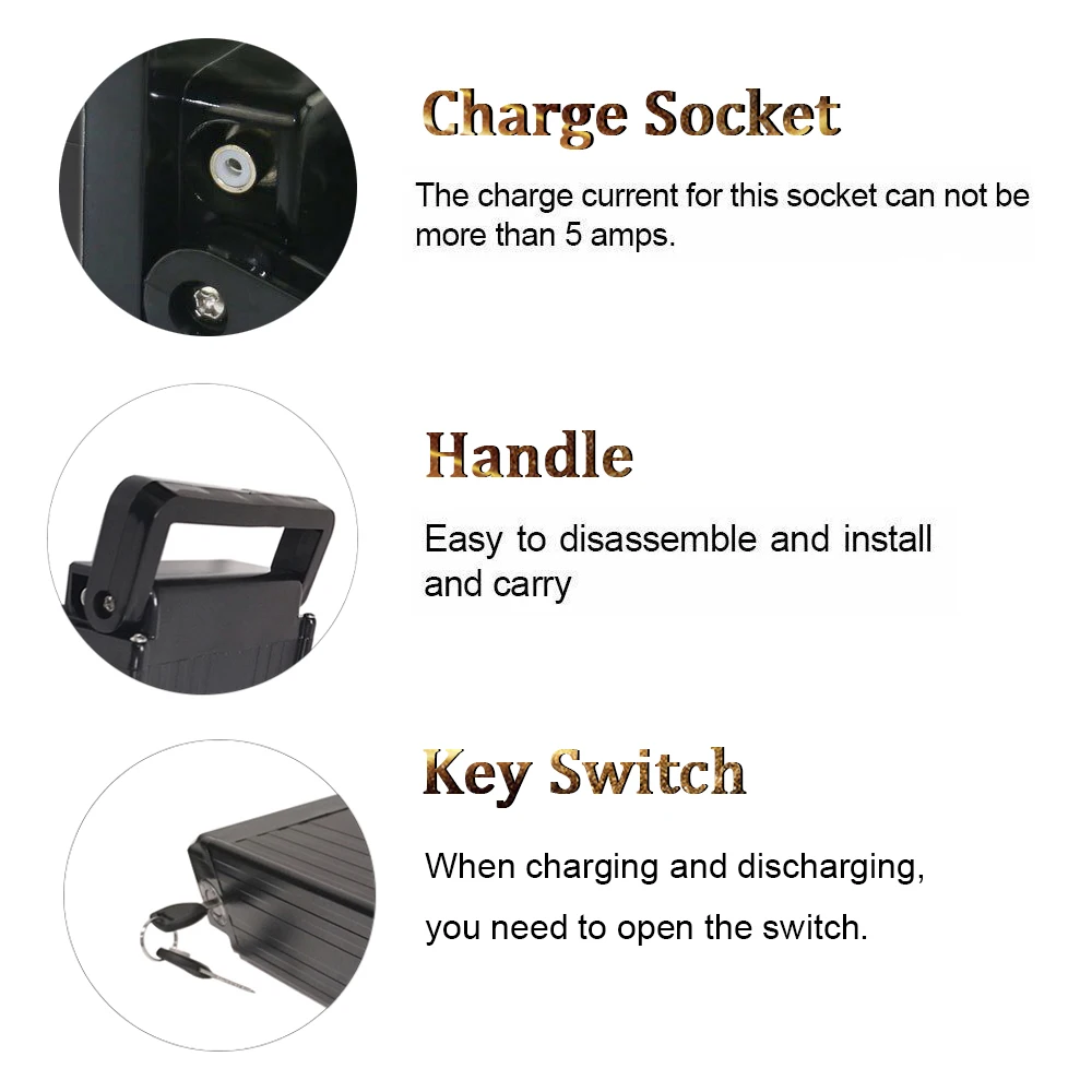 Rear Rack 36v 48v 52v 15ah Lithium Ion Battery Ebike Battery For 350w 500w 750w 1000w Electric Bike