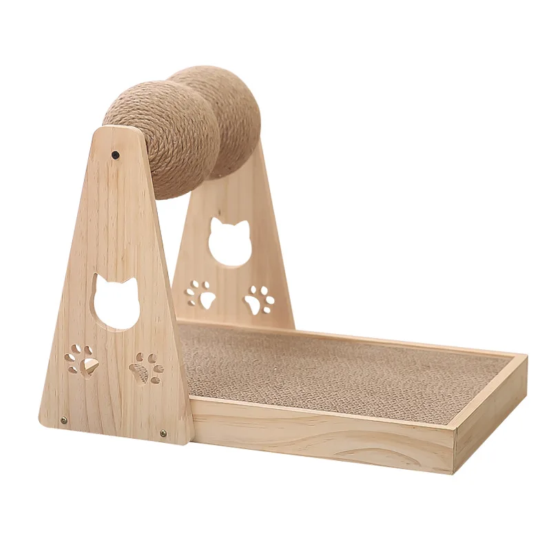 Interactive Solid Wood Scratcher Pet Toy cat toy scratching balls cat scratcher sisal rope