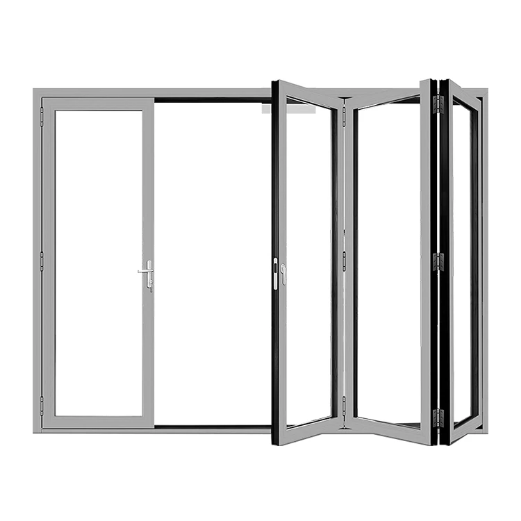 Bulk Bifold Doors Folding Glass aluminum Accordion Doors Patio Exterior Aluminum Waterproof Modern Aluminium folding Doors