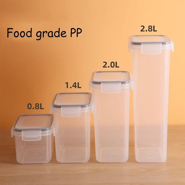 Popular Kitchen Miscellaneous Grain Sealed Can Storage Miscellaneous Grain Can Tea Noodle Clasp Plastic Transparent Storage Tank