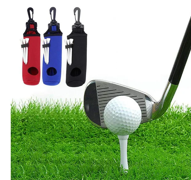 Neoprene mini golf ball and tee holder pouch, Portable golf ball Storage bag with Clip