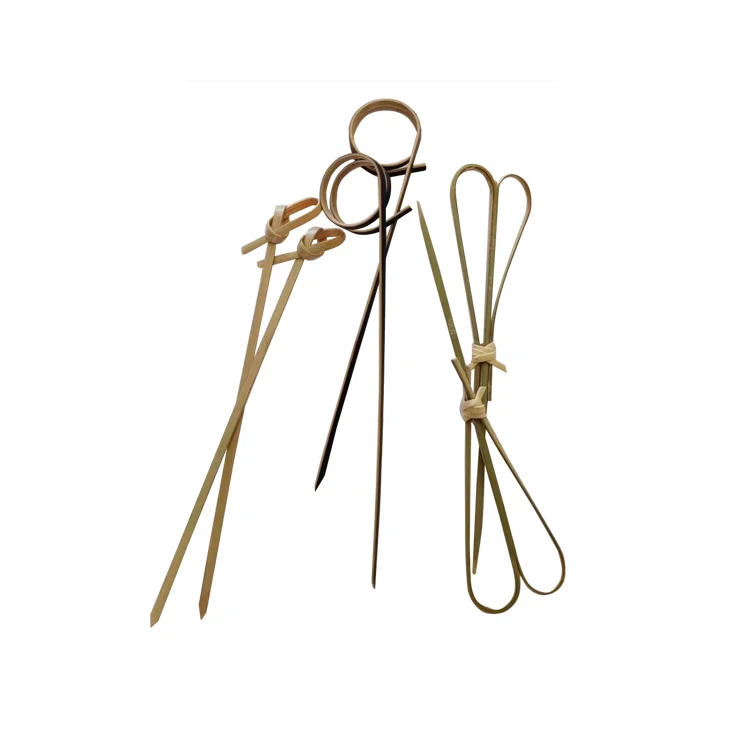 Eco Natural Bamboo Kite Stick Flower Knot Skewer Appetizer Toothpicks Fruit toothpick 300pcs skewers