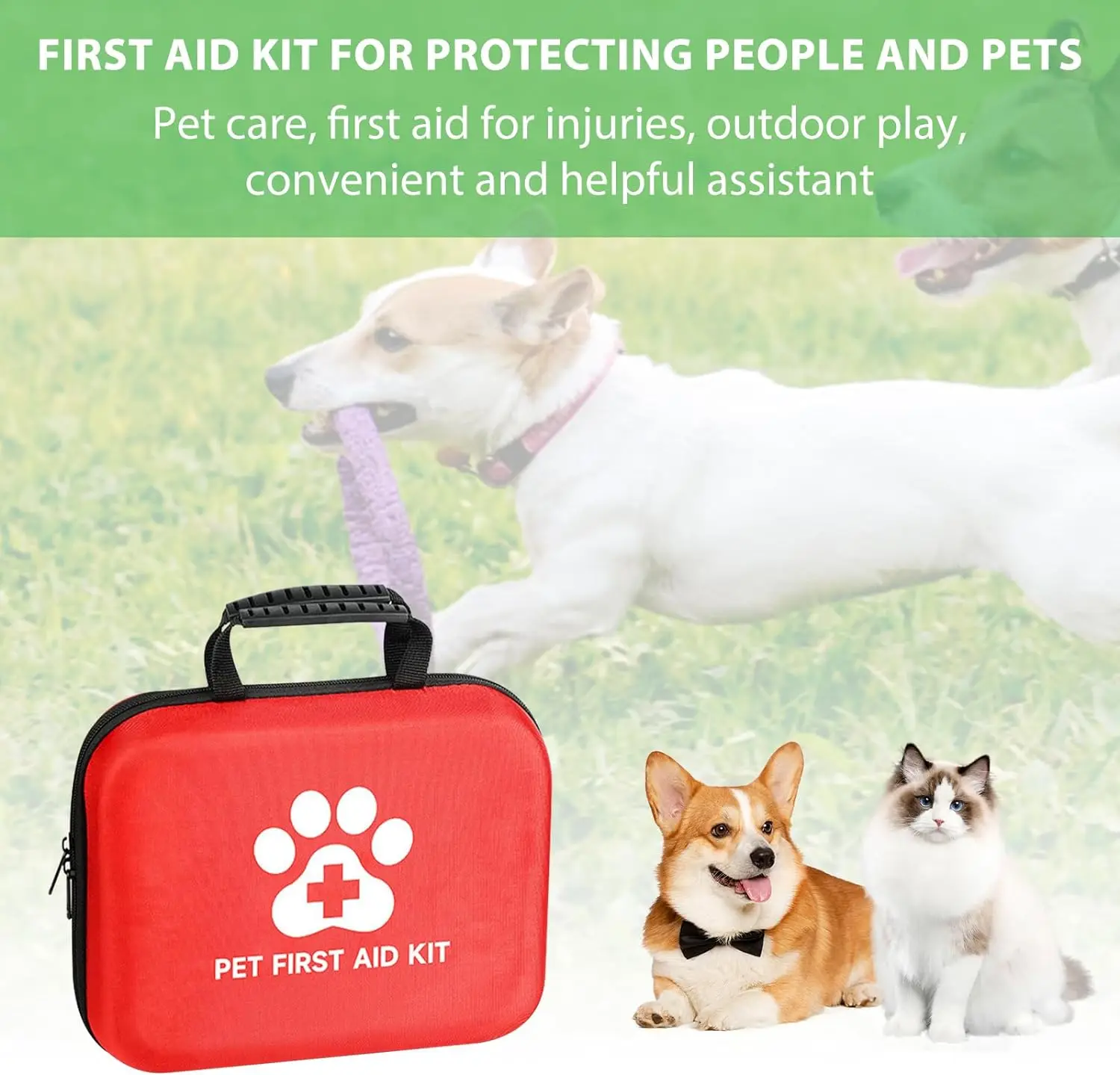 Anthrive Outdoor Portable EVA Waterproof Emergency Dog Cat Pet First Aid Bag Kit For Travel Camping With Medical Supplies