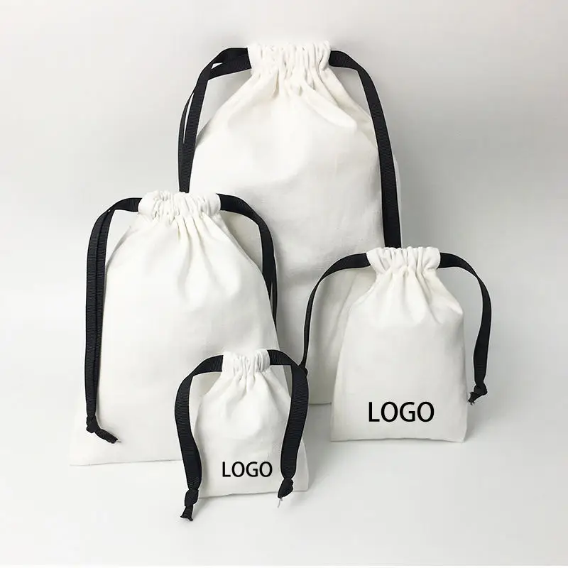 Wholesale Promotional Eco Friendly Dust Storage Custom Logo Printed Gift Soap Pouch Linen Candle Canvas Cotton Drawstring Bag