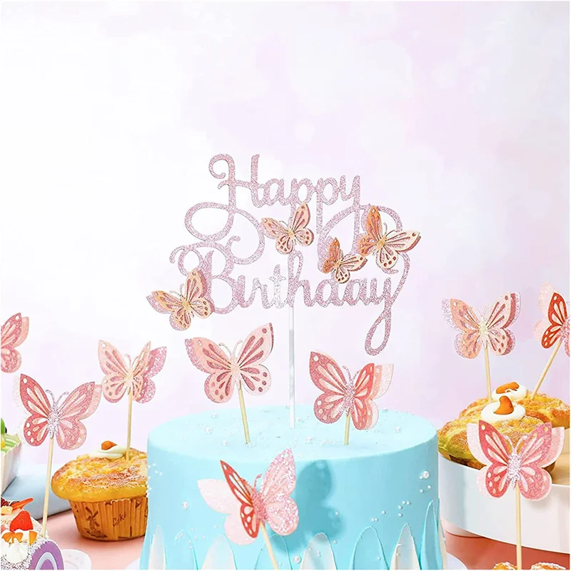 Tool Kitchen Accessory Mixed Edible Pink Butterfly Wafer Rice Paper Cake Toppers Birthday Party Cake Decorating