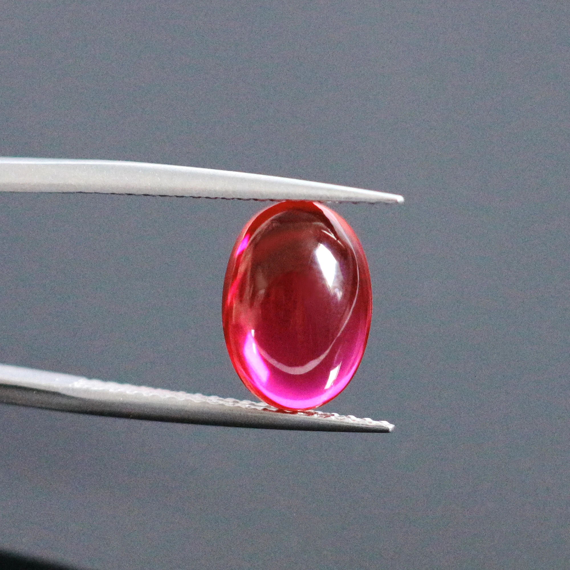 LETMEXC Oval Cabochon 5# Red Ruby Synthetic Corundum Diamond Loose Gemstone For Jewelry Making  Passed Diamond Test Pen
