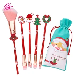 Cute Christmas Beauty Make Up Brushes Tool Cosmetic Powder Eye Shadow Pincel Maquiagem Lilo and Stitch Makeup Brush Set