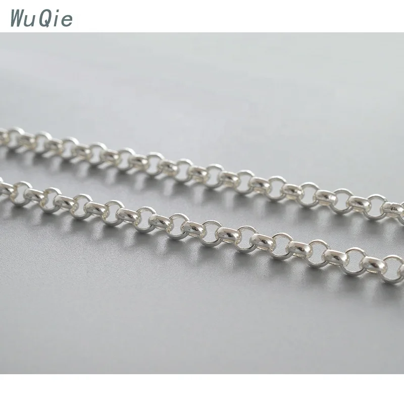  Wuqie оптовая продажа серебро 925 пробы полуготовая цепь для изготовления ювелирных изделий ожерелье ювелирные аксессуары унисекс «сделай сам» круглая